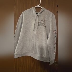 Adidas Gray Hoodie with Graphic Sleeves
